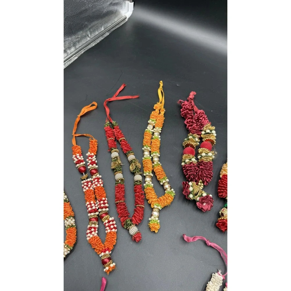 Lot of 15 Traditional Indian Fabric Garlands Diwali Wedding Puja Decor Mala Haar